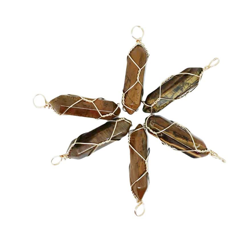 Hexagonal Double-Ended Crystal Pendant DIY Jewelry Accessory
