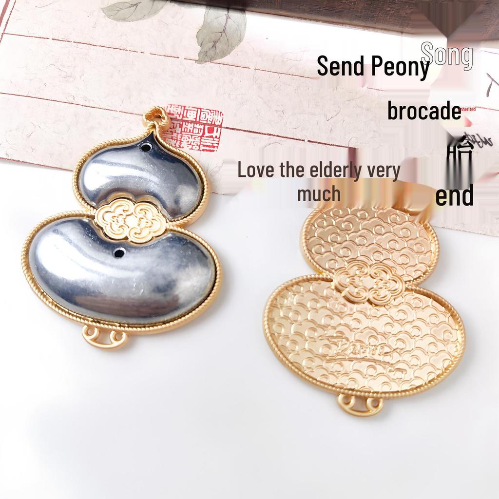 Handcrafted Gourd Pendant with Butterfly Clasp and Tassel