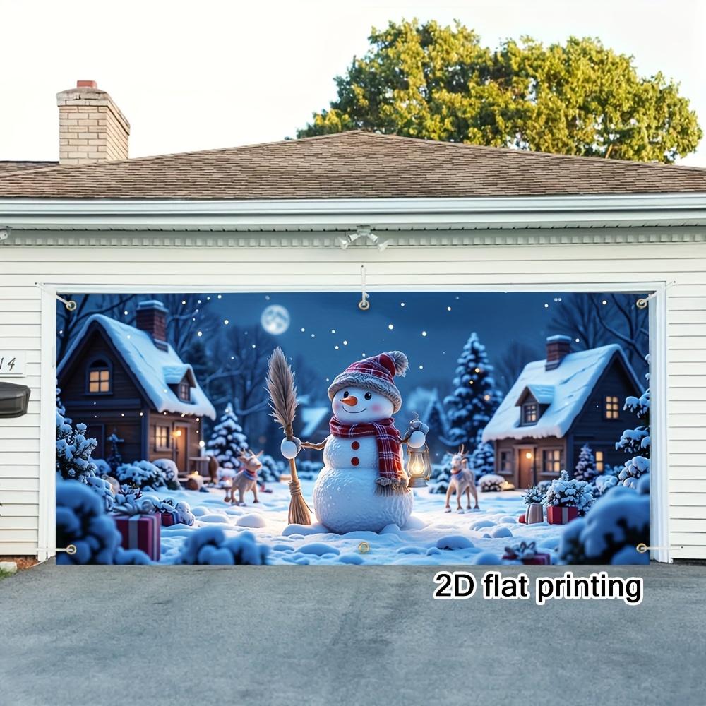 1 piece holiday snowman scene garage door flag - easy to install modern outdoor design suitable for home and party decoration
