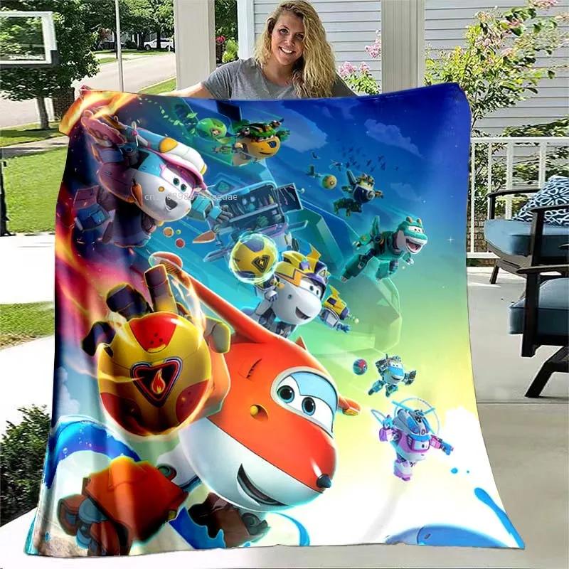 Super Wings Blanket Cartoon Child Flannel Throw Blankets Micro Fleece Cozy Plush Covers for Bed Car and Home Decoration