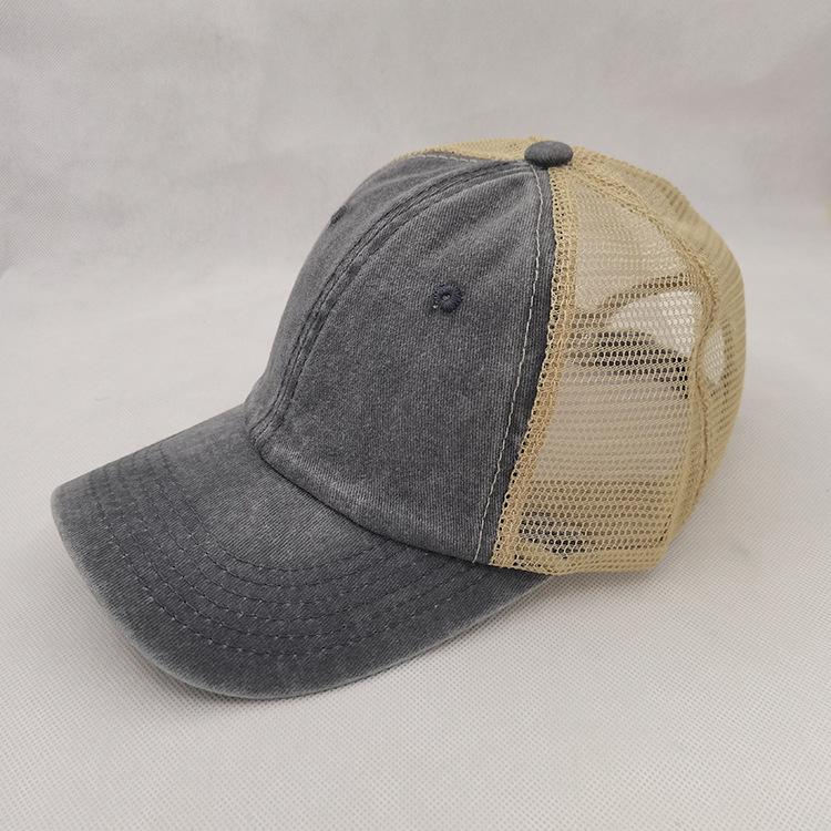 Custom Summer Solid Color Washed Cotton Mesh Hat Baseball Cap Men'S Outdoor Sun Protection Sunshade Fashion All-Match Woman Hats
