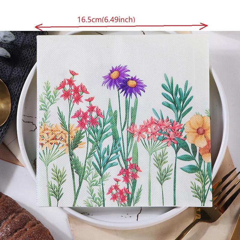 20 ks/balení Jarní květina Narozeninová oslava Jednorázové papírové ubrousky Papírové kapesníčky na Párty Stolní nádobí Svatba Vánoce Festivalová potřeba