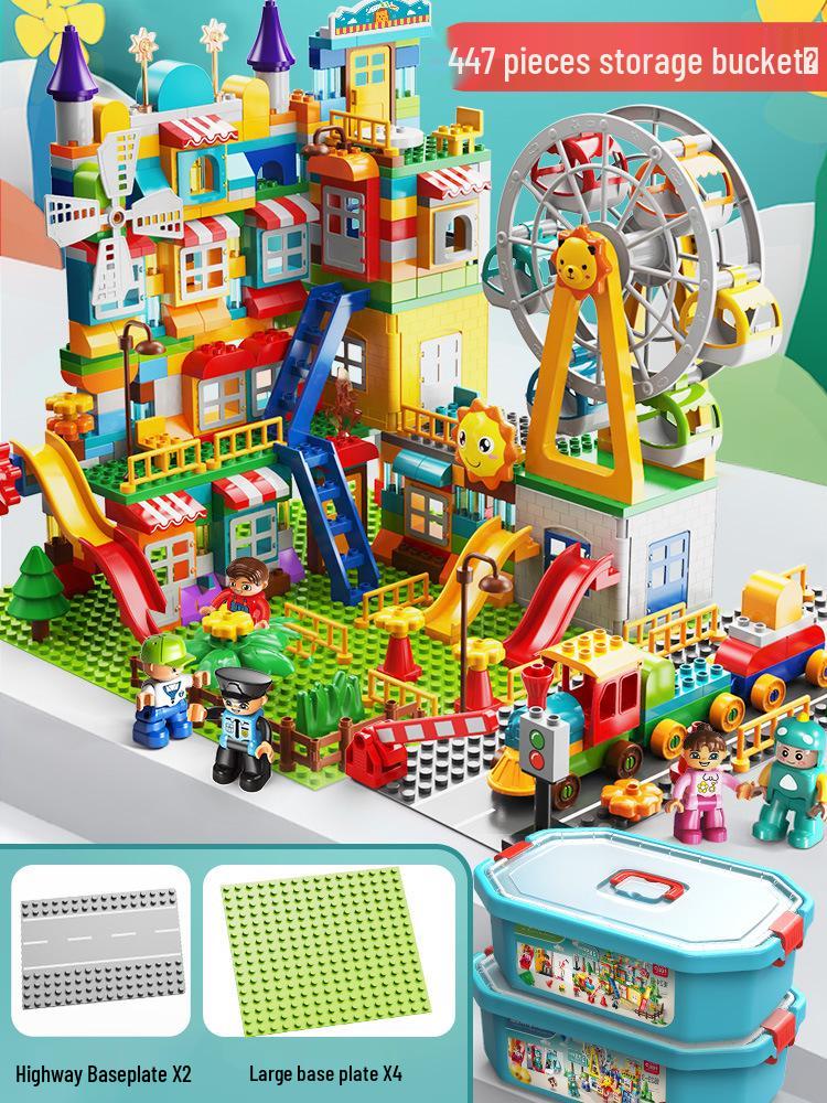 Feile Large Particle Educational Building Blocks Compatible with Lego: Castle and Amusement Park Set for Kids