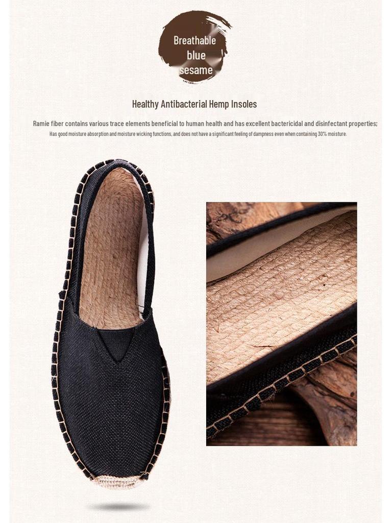Scarpe da Uomo e da Donna in Tela e Lino Resistenti all'Usura: Scarpe da passeggio slip-on traspiranti, fatte a mano, casual