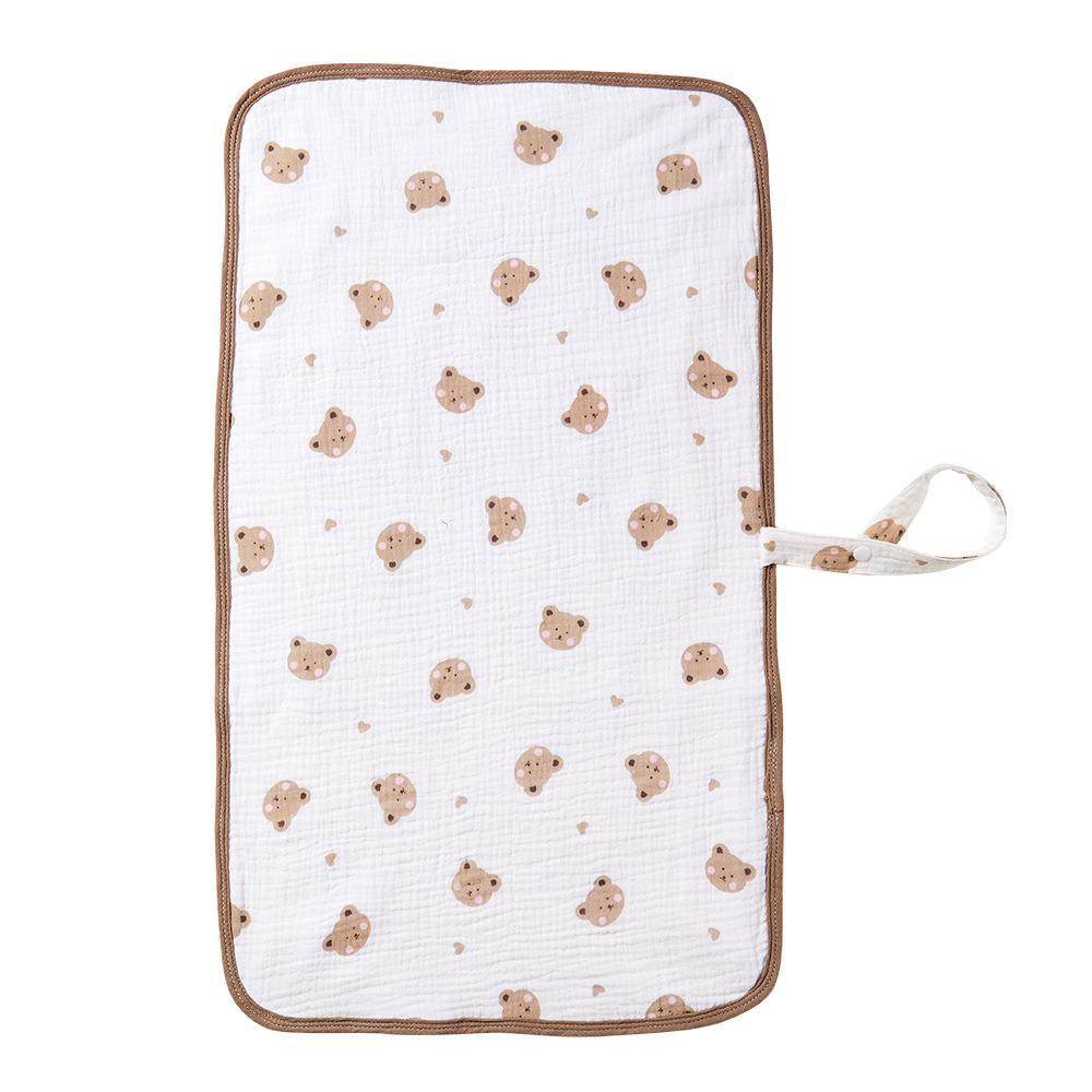 Soft Cotton Gauze Waterproof Changing Pad for Newborns | Breathable & Washable Portable Diaper Mat