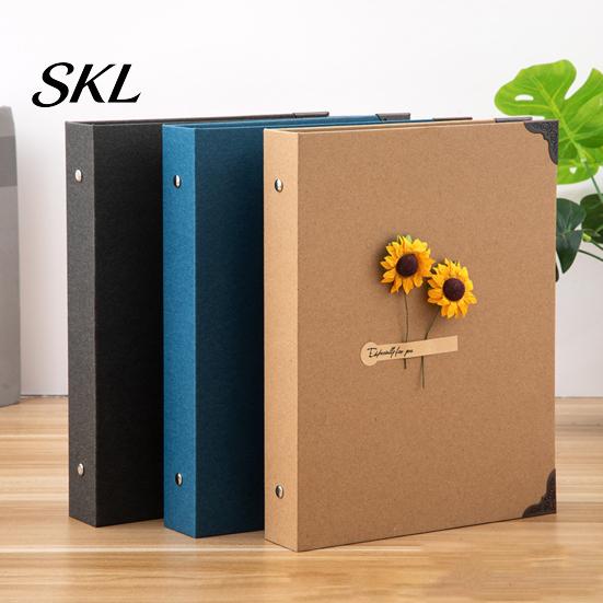 Retro Design Photo Album Sunflower DIY Scrapbook Album, Paste-In Memory Book with Thick Blank Pages, Creative Handmade Craft Keepsake for Travel