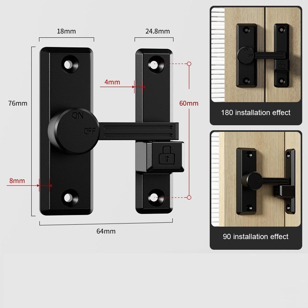 

Дверная защелка Светящийся замок для раздвижной двери 90 градусов Засов из цинкового сплава Защелка для ворот Замок для оконного шкафа Крючок для замка Пряжка Фурнитура матовый черный
