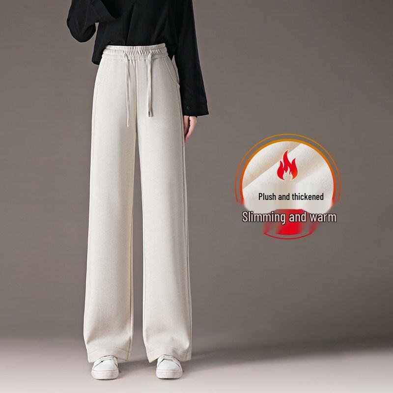

Women s Stylish Fleece-Lined Elastic Waist Pants - Slimming, Versatile, Straight or Wide Leg Options for Early Spring 2026 M / Size 27 [95-105 lbs]