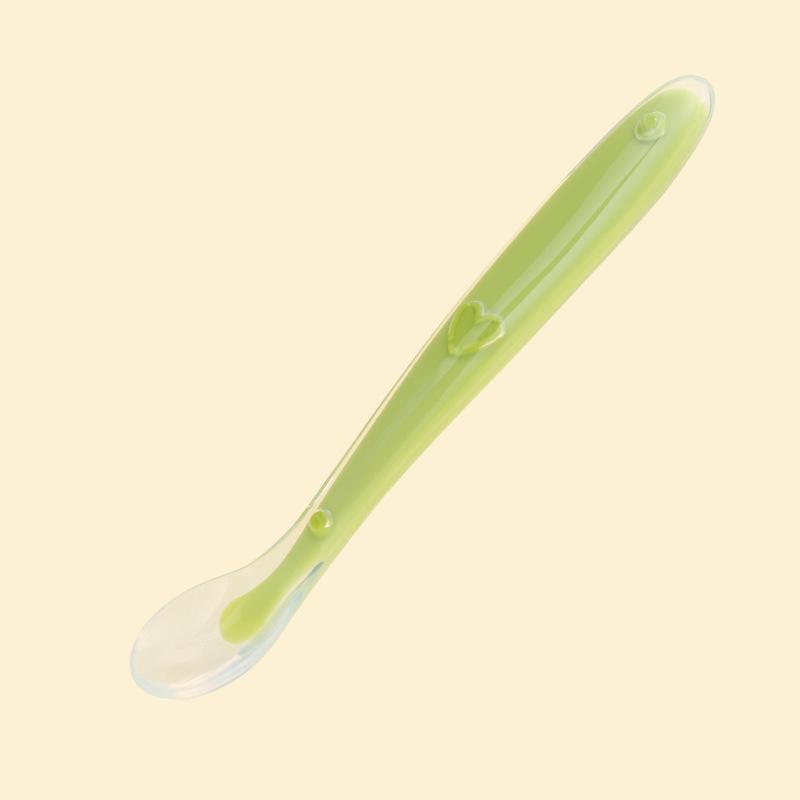 Dual-Color Soft Silicone Baby Feeding Spoon зелёный