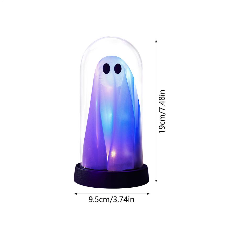 Ghost Night Light Light Up Ghost in Cloche Scary Cute LED Battery Operated Tabletop Lamp for Party Kitchen Holiday Halloween