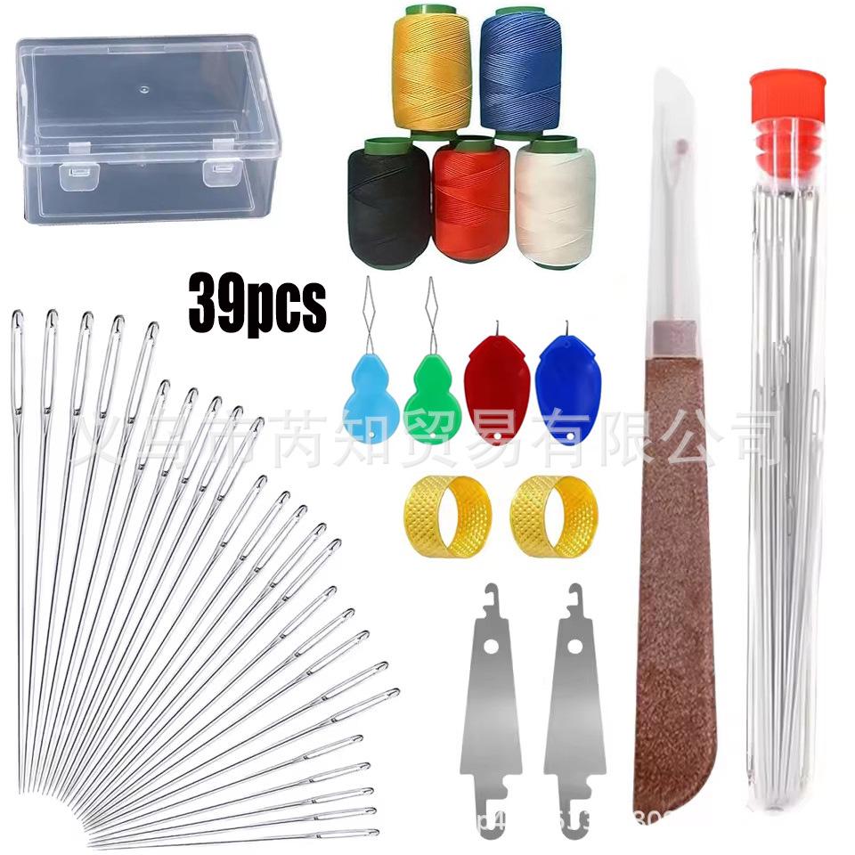 Large Eye Sewing Needle Set - Portable Hand Sewing Repair Kit with Stainless Steel Needles and Thread Tools