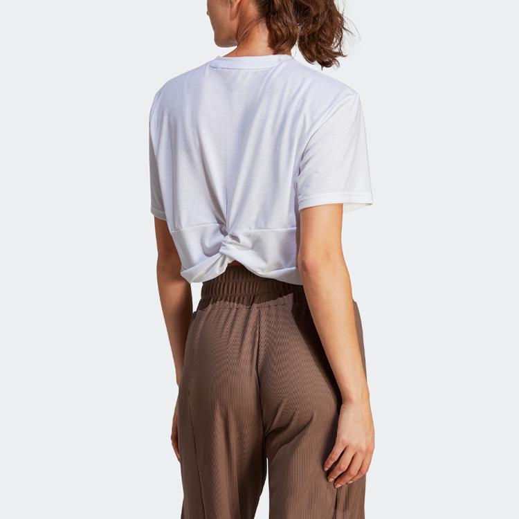 adidas Crop Tops Women's White Crew Neck Moderate IB8564