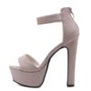 Gdgydh Women's Stiletto High Heel Sandals Platform Open Toe Ankle Strap Dress Shoes for Women Bride Ladies Wedding Faux Suede