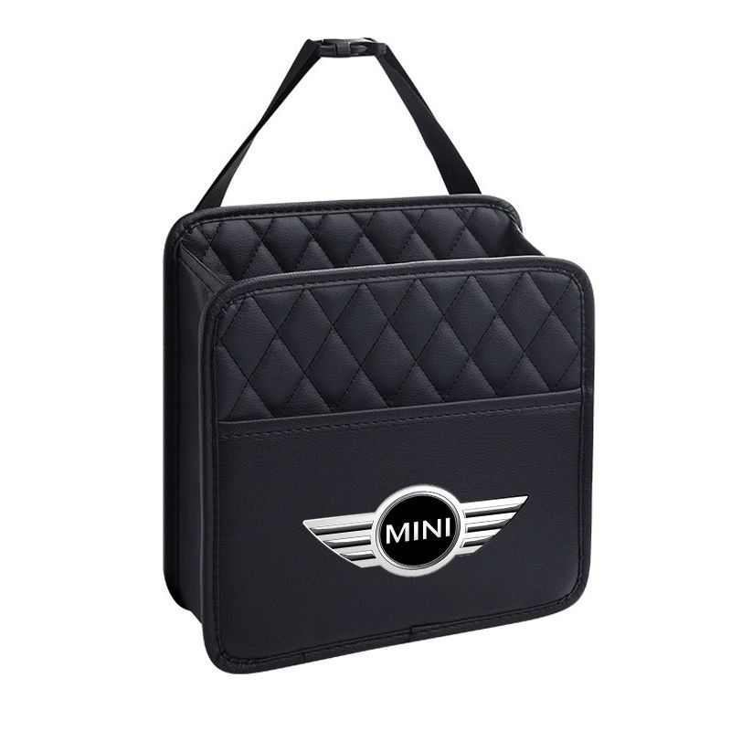 Car Tissue Box PU Leather Auto Seat Hanging Paper Towel Holder Storage Accessories For MINI F54 F55 F56 R56 R60 SONE Roadster Clubman Coupe