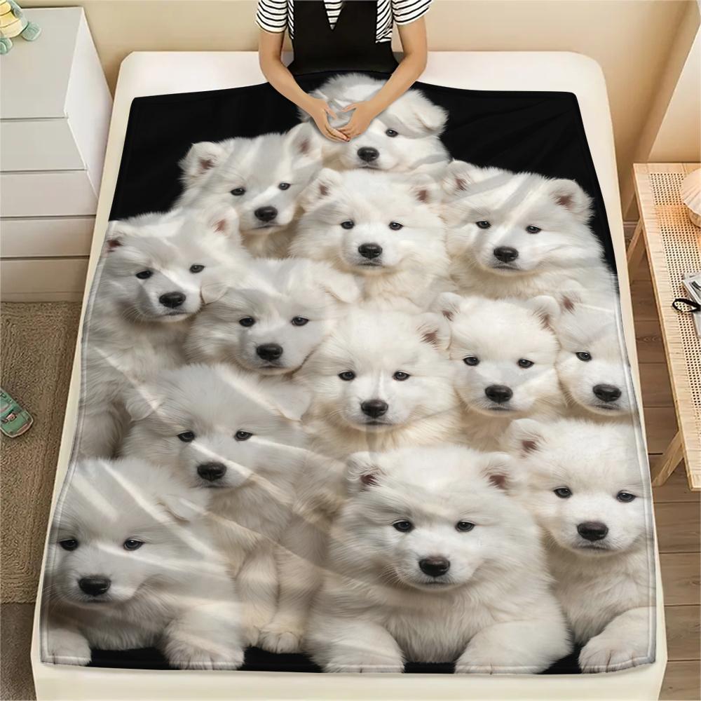 Stacking puppies Print Flannel Blanket,High quality Comfortable for All Seasons,Home Decor,Warmth and Comfort,Perfect for Christmas Gifts