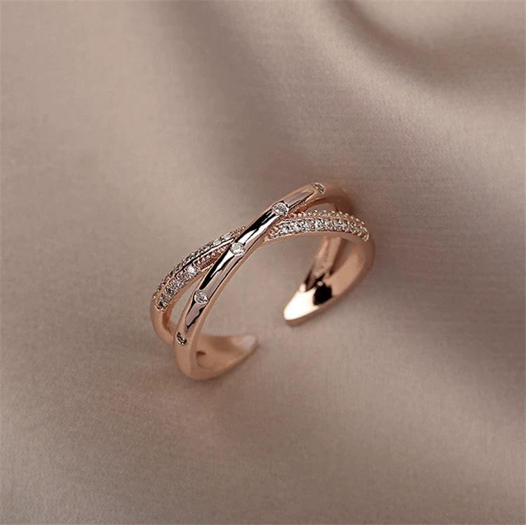 Adjustable Women's Cubic Zirconia Ring: Light Luxury Fashion, High-End Style, Trendy Index Finger Accessory