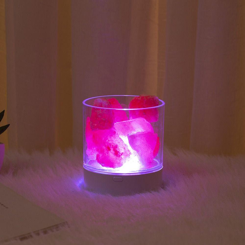 7 Color Lights Crystal Salt Lamp USB Powered LED Table Light Night Light  Home Decor