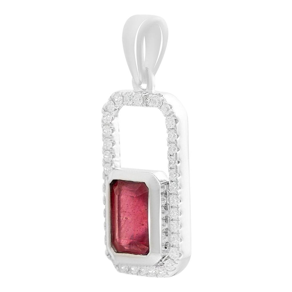 Silberne Anhänger mit Rubin 1,736 Karat, Zirkonia (2205227)