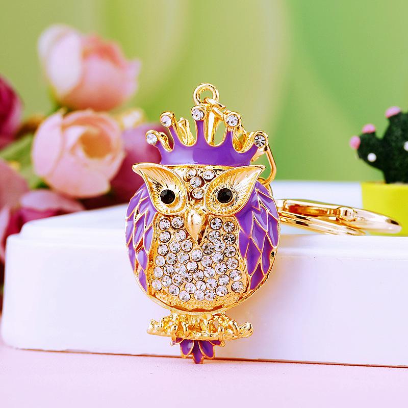 Owl Crystal Keyring Charm Pendant Handbag Purse Bag for Key Ring Chain Keychain