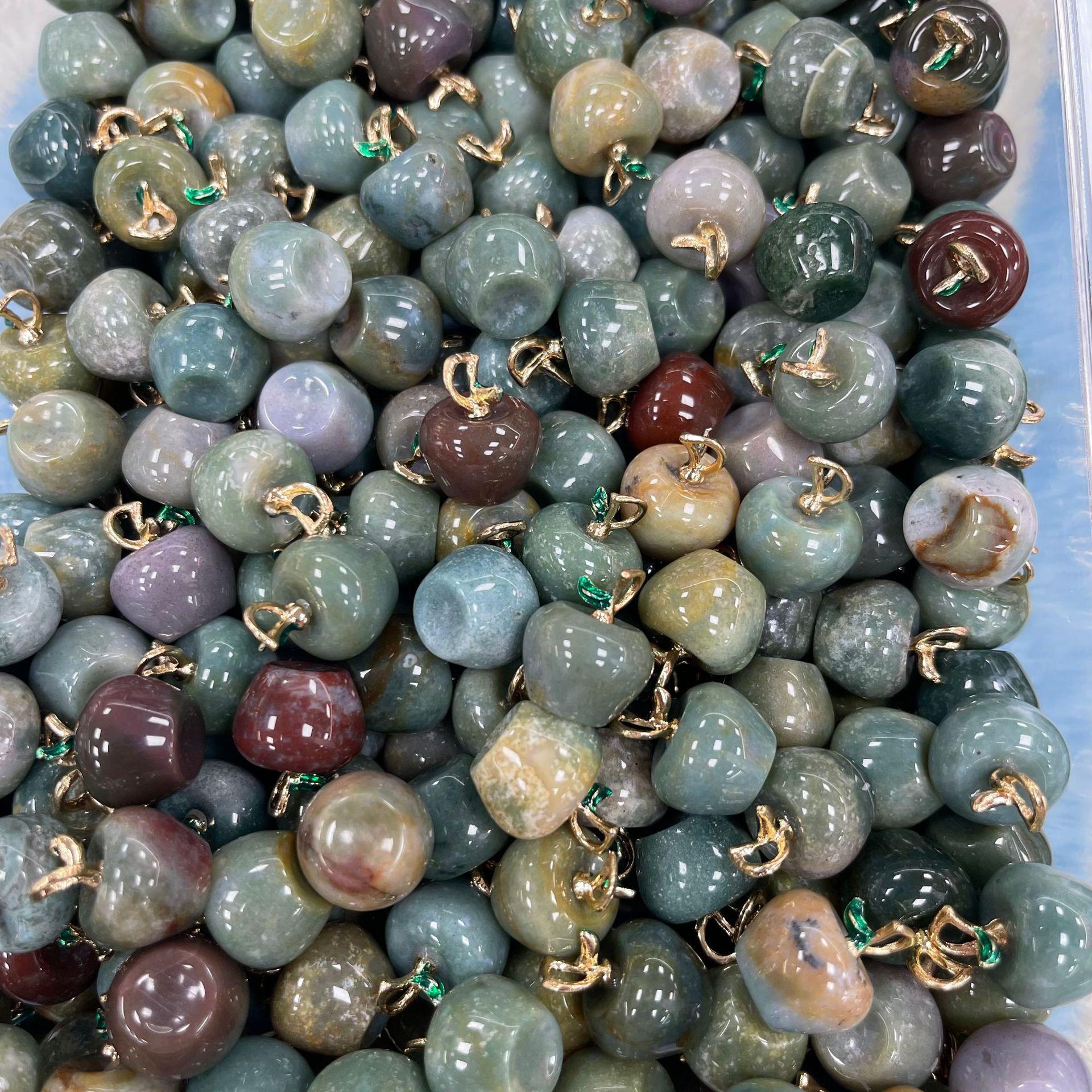

Natural Crystal Agate Apple Pendant Jewelry - Christmas Gift 14mm