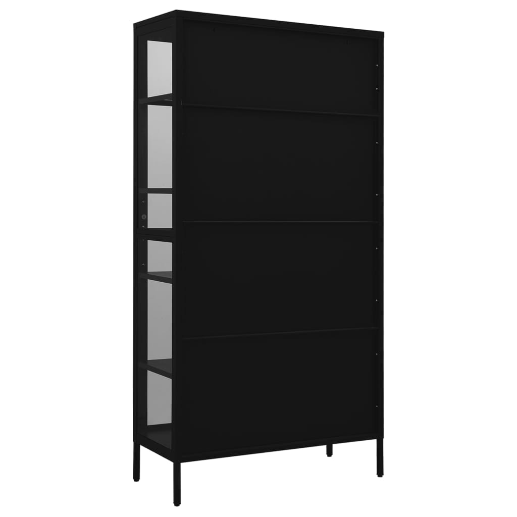 Vidaxl Witryna, Czarna, 90X40X180 Cm, Stal I Hartowane Szkło