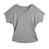 Summer Korean bat sleeves loose lazy wind front shoulder short-sleeved T-shirt women's solid color V-neck versatile casual bottoming shirt