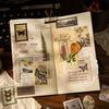 50 Pcs/pack Vintage Bronzing Stamp Style Stickers Decorative DIY Scrapbooking Diary Album Collage Material Junk Journal Supplies