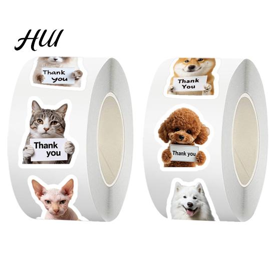 Children Pet Stickers Cute Dog Cat Thank You Funny Puppy Graffiti And Breed Waterproof PVC for Phone Laptop Fridge Envelopes Computer Flat