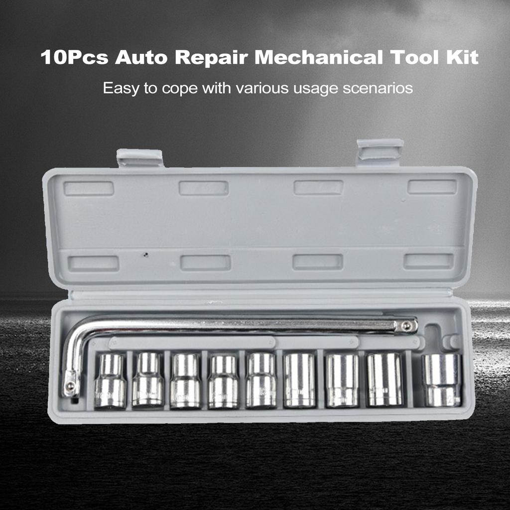 10Pcs 12 Wrench Socket Set 821mm Auto Repair Mechanical Tool Kit Mechanical Socket Tool
