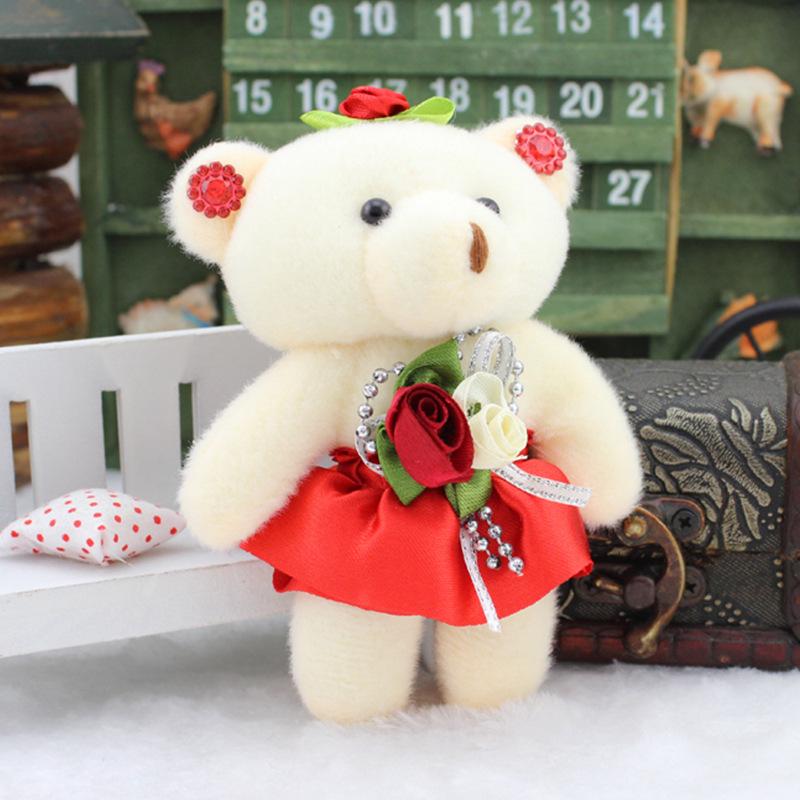 10 Uds. Mini osito de peluche pequeño, ramos de flores, oso, juguetes de algodón para niños, muñecos de peluche, juguetes de boda, decoración