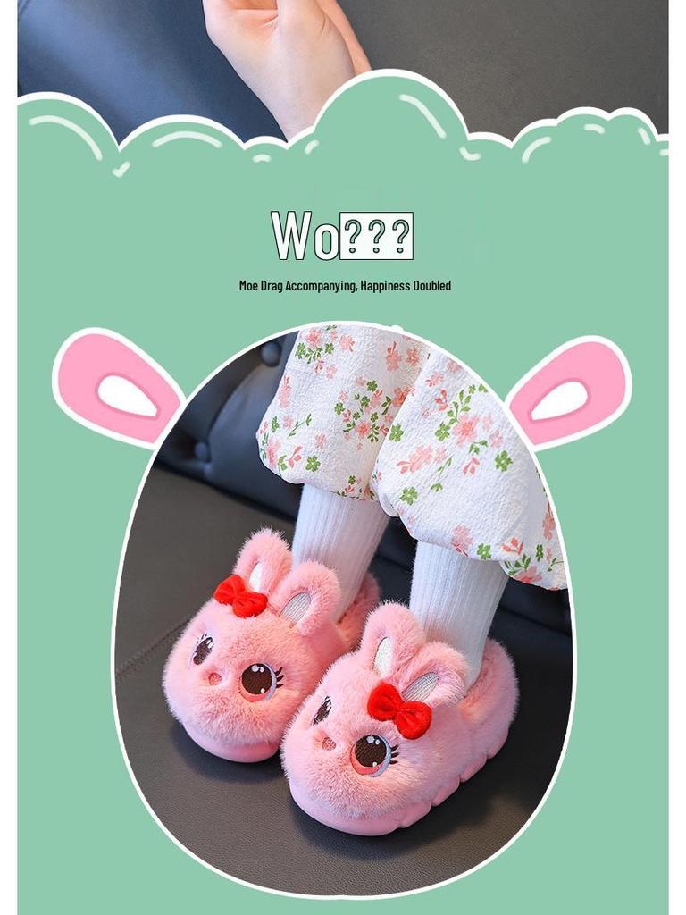 Pantofole Invernali in Cotone da Bambina Cartone Animato Principessa – Scarpe da Casa Calde Foderate in Pelliccia per Neonati e Bambini.