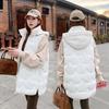 New down cotton side split vest women's medium and long loose hooded vest outer wear vest