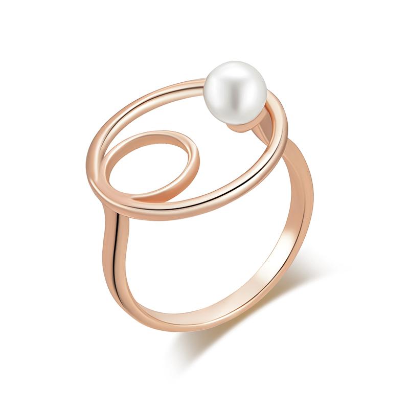 

Славянское винтажное жемчужное кольцо из розового золота с двойным полым кругом для женщин 8