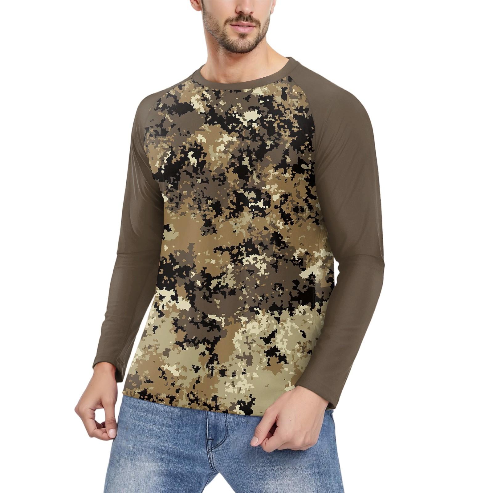 

Men s Fashion Printed Raglan Long Sleeve Sports Top L зелёный