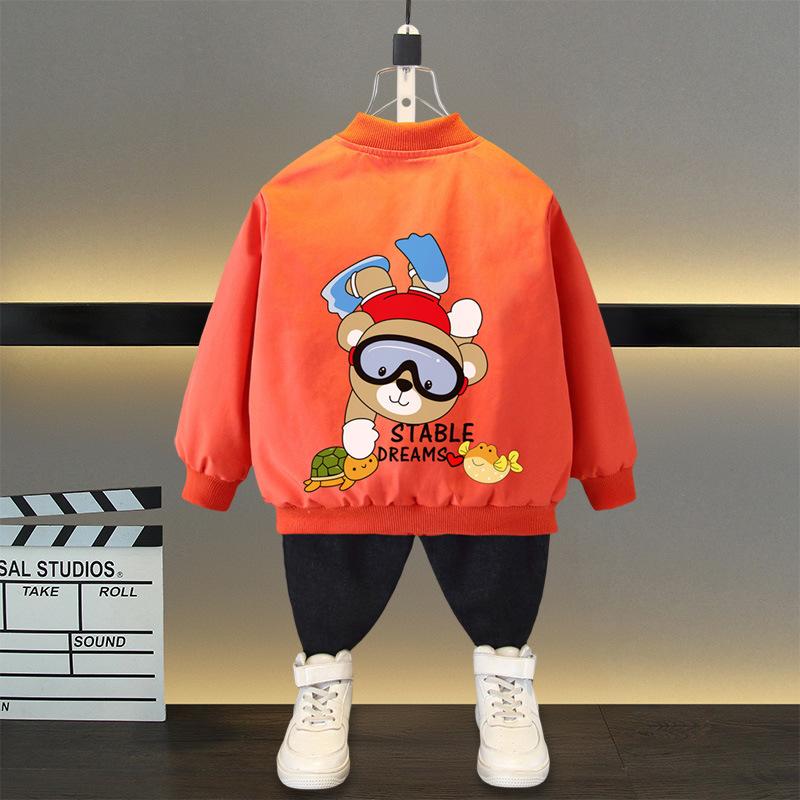 Spring Autumn Baby Boys and Girls Jacket Fashion Cartoon Bear Pattern Kids Windbreaker Coats For Children Outerwear Clothing 2-12Year