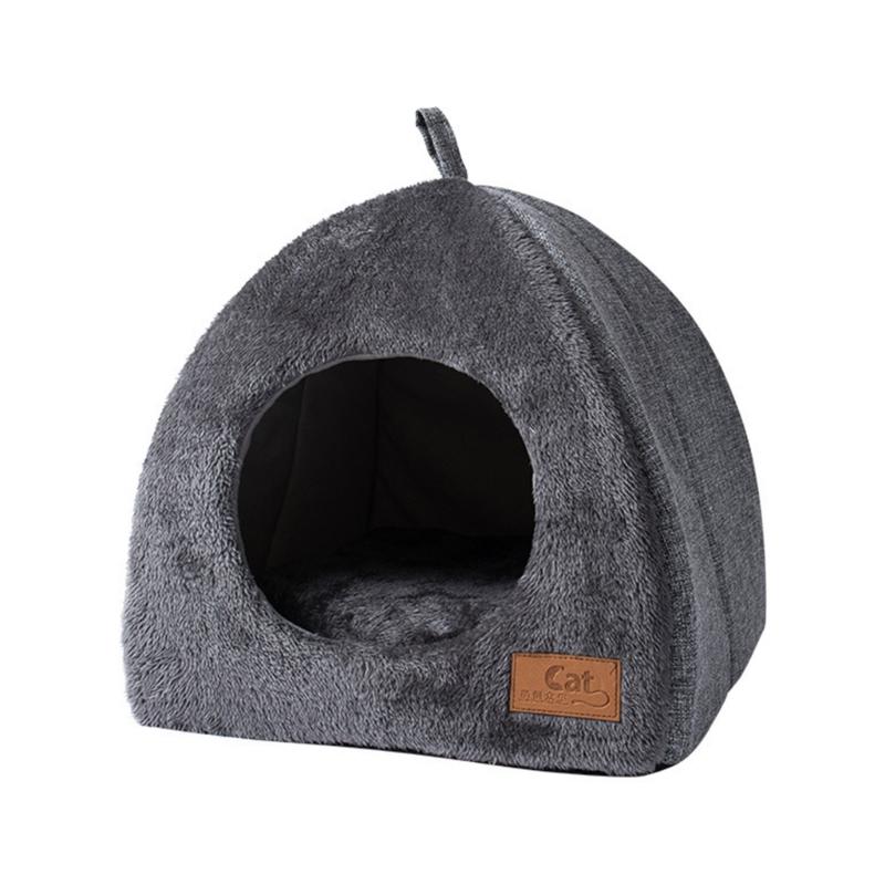 

Teepee Shape Pet Tent Soft Bed for Small Dogs & Cat Soft Plush Condo Machine Washable Cave Dog House S