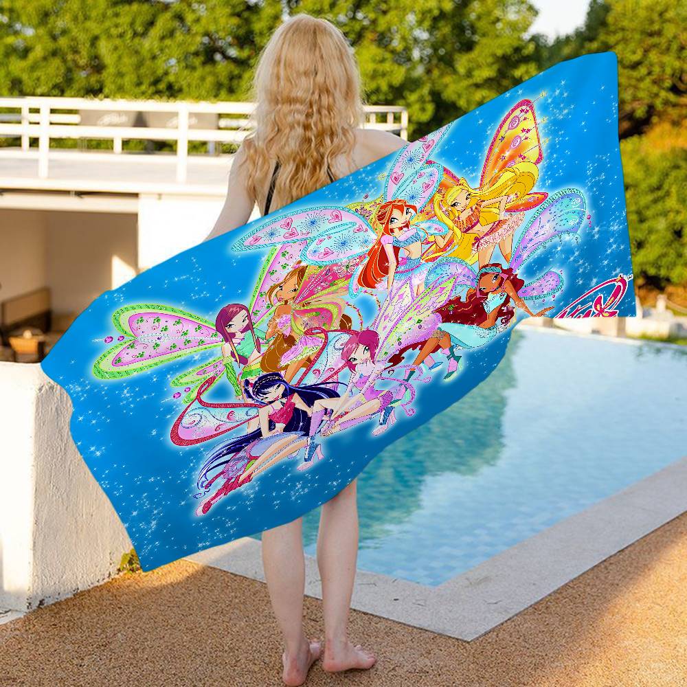 Girl-W-Winx Catoon Clubs Microfiber Beach Towel Absorbent Quick dry Soft Yoga Swimming Resort Mountain Climbing Towel