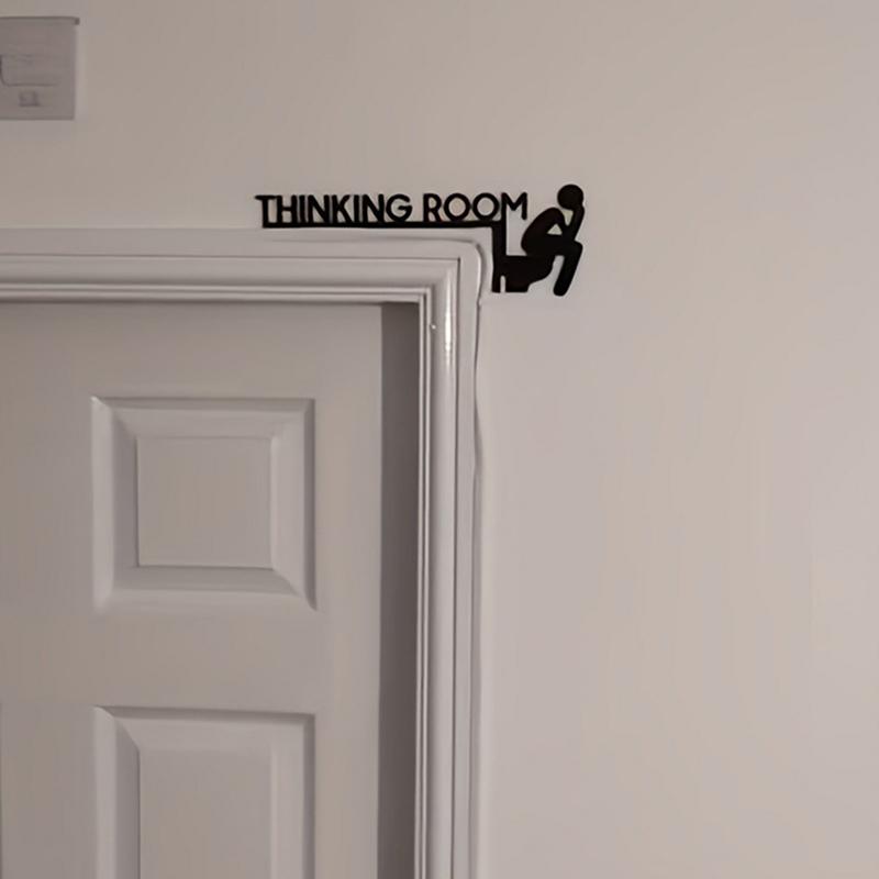 1Pc Modern Metal Toilet Door Sign - Thinking Room Wall Mount Sculpture, Home Decor Artwork, Decorative Door Frame Pendant