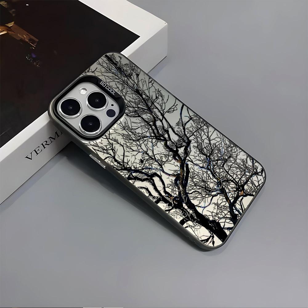 Sketch dead tree in spring Apple 13promax mobile phone case iPhone17 creative simple 16E anti-drop protective case