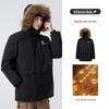 Camel Men's Winter Thickened Down Jacket with Detachable Fur Collar