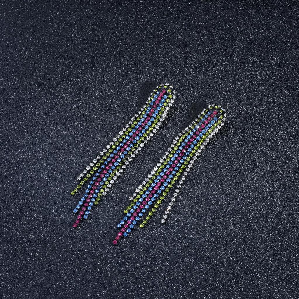 Luxusní vícebarevné náušnice s třásněmi z kamínků pro ženy