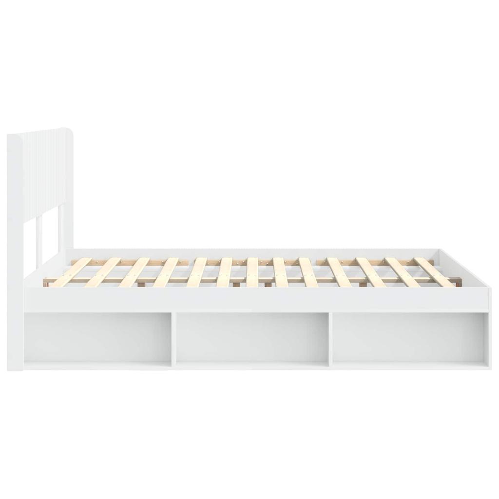 Struttura Letto con Spazio Contenitore e Testiera Bianca 150 x 200 cm