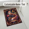 Autumn Fox Theme Soft Crystal Velvet Rug Custom Name & Text Print Non Slip Floor Rug for Bedroom Living Room