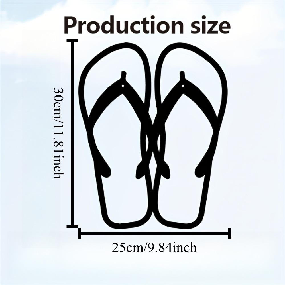 Slipper Shaped Metal Wall Art Powder Coated Beach Decor for Poolside Gift