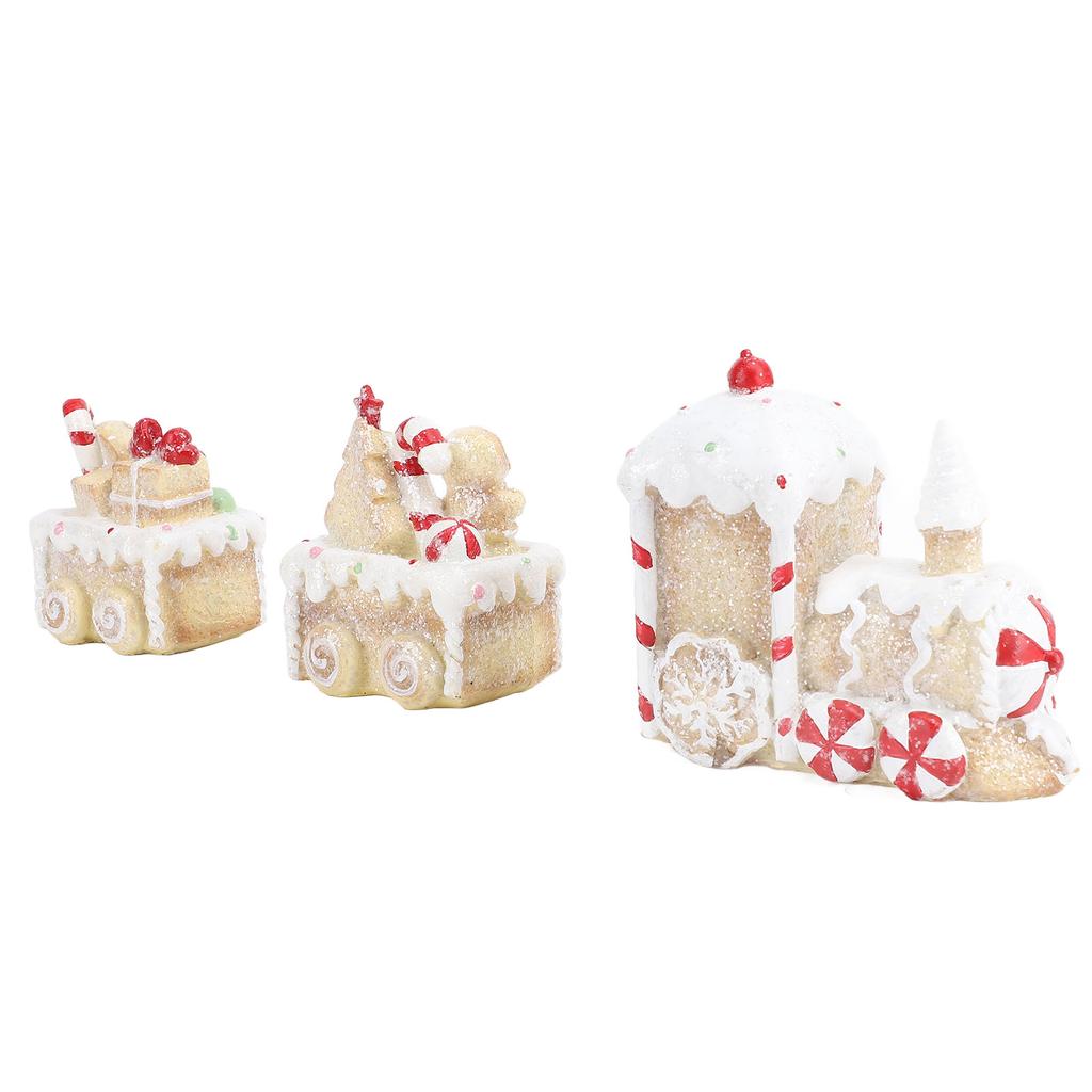 Xmas Train Three Part Resin Creative Cute Fade Resistant Xmas Train Figurine for Decoration