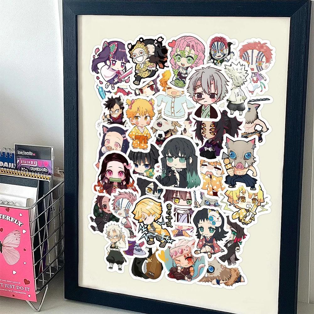 60PCS Q Version Demon Slayer Kimetsu No Yaiba Stickers For Luggage Phone Case Laptop Notebook Decals Kids Gift