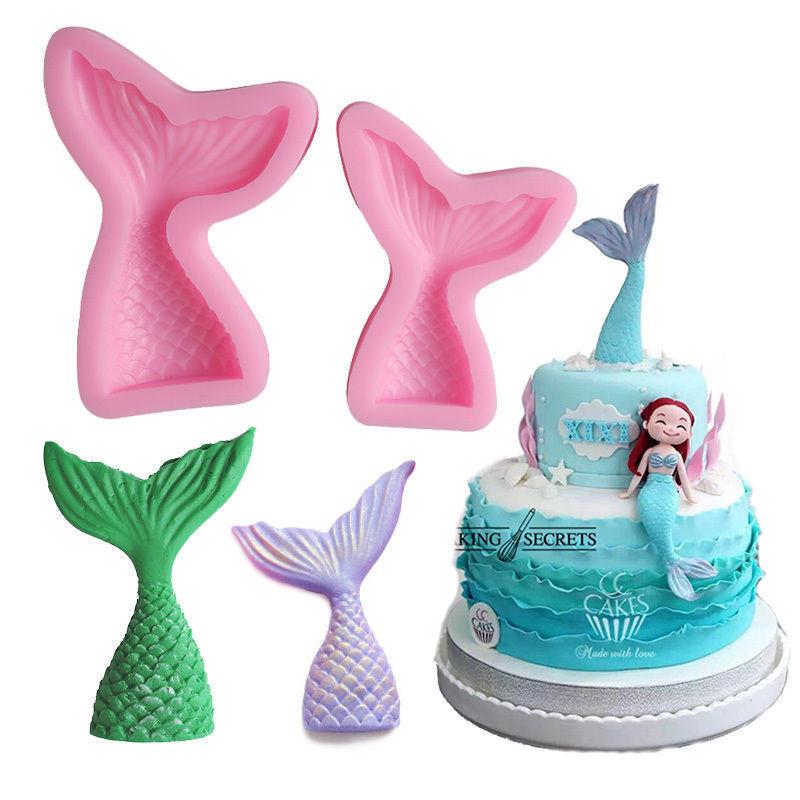 Mini Tail Mermaid Silicone Mold For Cake Decorating Baking Chocolate Mold Pink