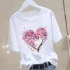 A New Heart-shaped and Cute Women's Commuter Instagram Summer Printed Short-sleeved Round-neck T-shirt Women Clothing Graphic