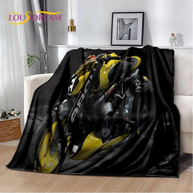 3D Cyberpunk Concept Motorcycle Cartoon Soft Plush Blanket,Flannel Blanket Throw Blanket for Living Room Bedroom Bed Sofa Picnic