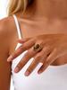 Tiger Eye Ring Geometric Natural Stone Stainless Steel Adjustable Open Double Layer Ring Women